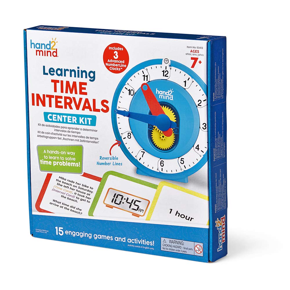 hand2mind Learning Intervals of Time Center, Advanced Numberline Learning Clock, Kids Clock Learning