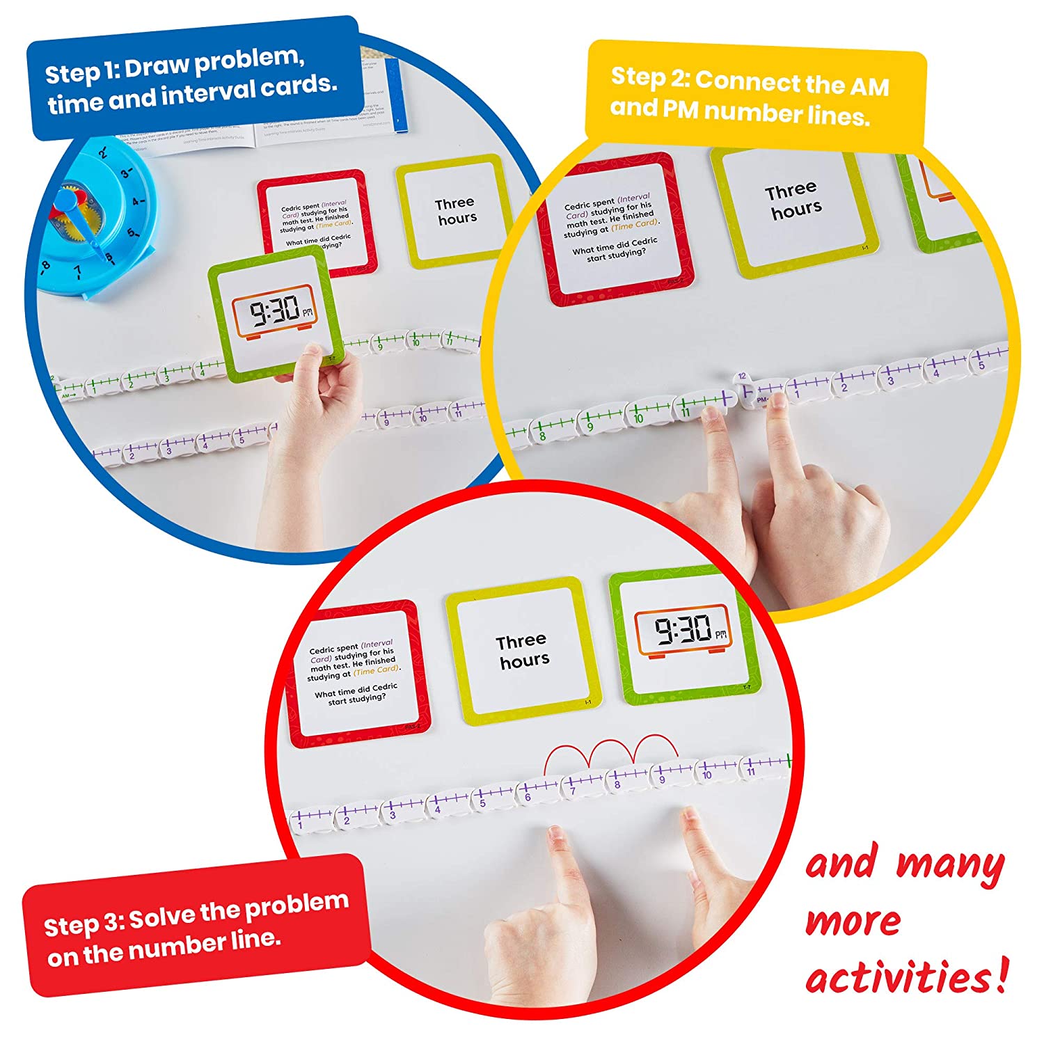 hand2mind Learning Intervals of Time Center, Advanced Numberline Learning Clock, Kids Clock Learning