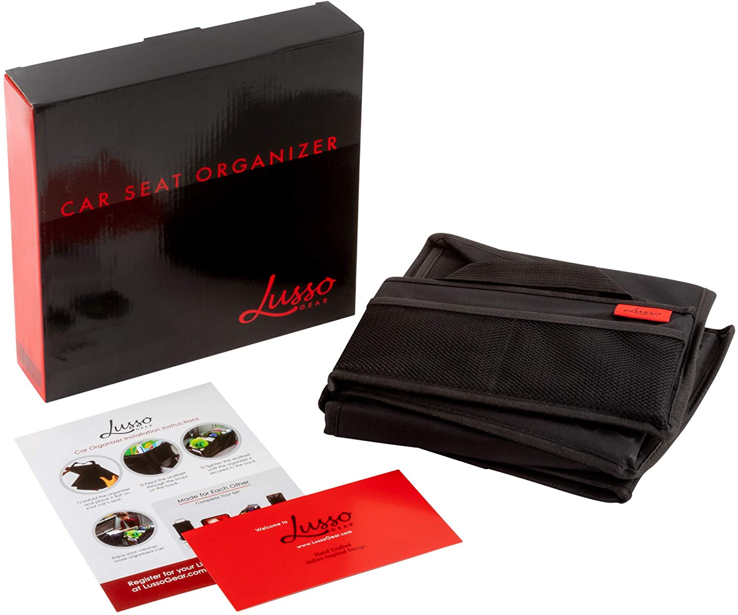 Lusso Gear Car Seat Organizer for Front or Backseat - Great for Adults & Kids, Features 9 Storage Co