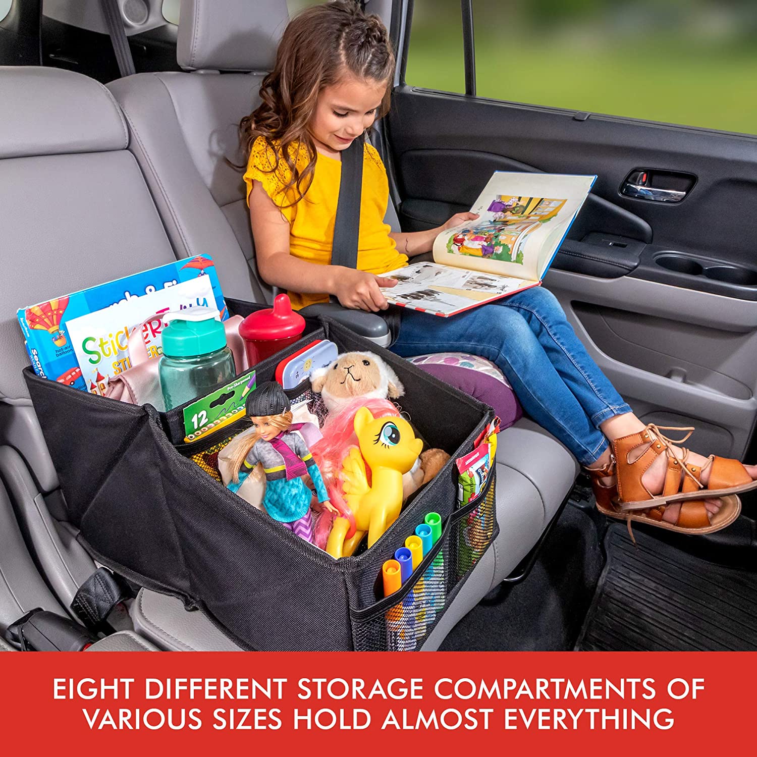 Lusso Gear Car Seat Organizer for Front or Backseat - Great for Adults & Kids, Features 9 Storage Co