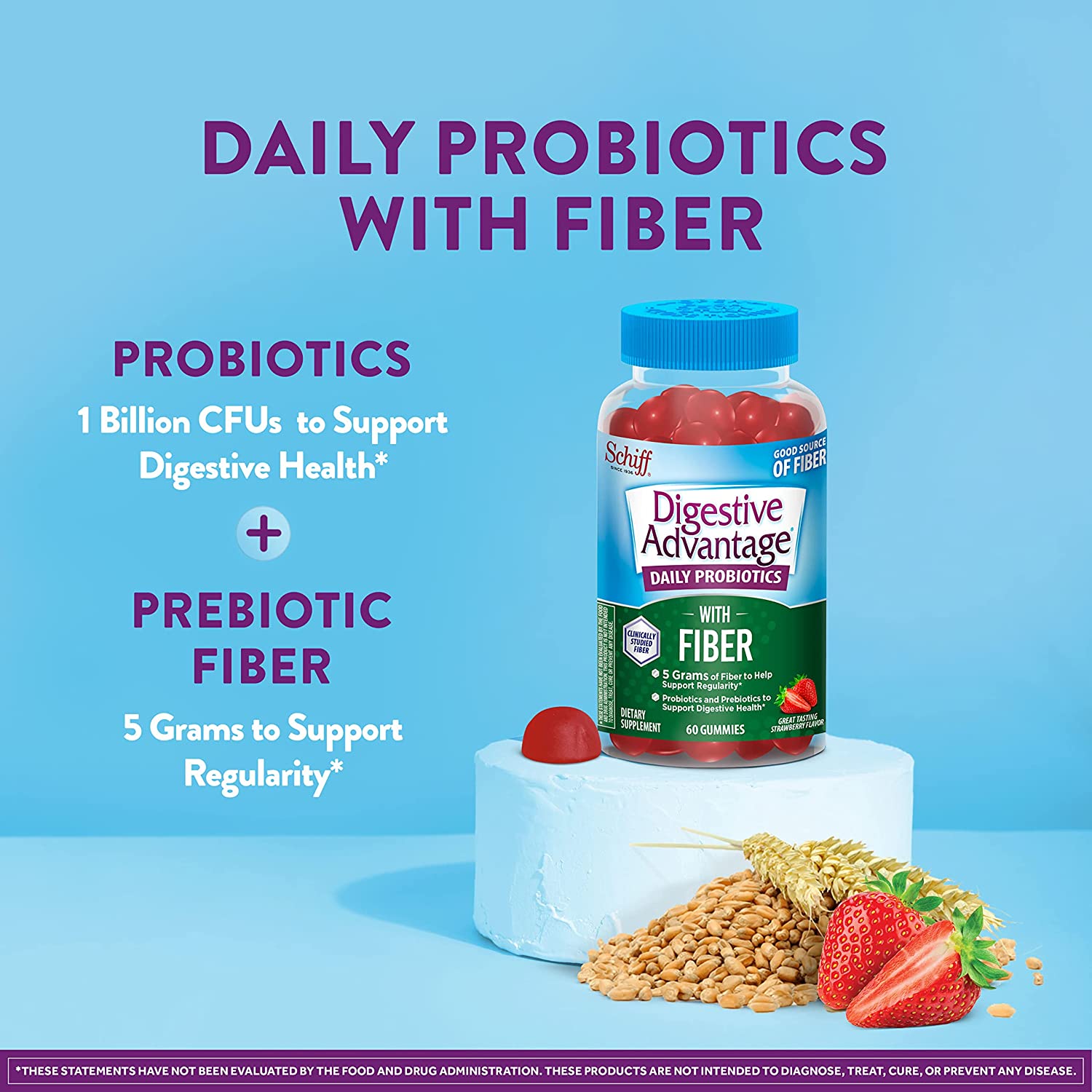 Digestive Advantage Prebiotic Fiber Gummies + Probiotics for Gut Health