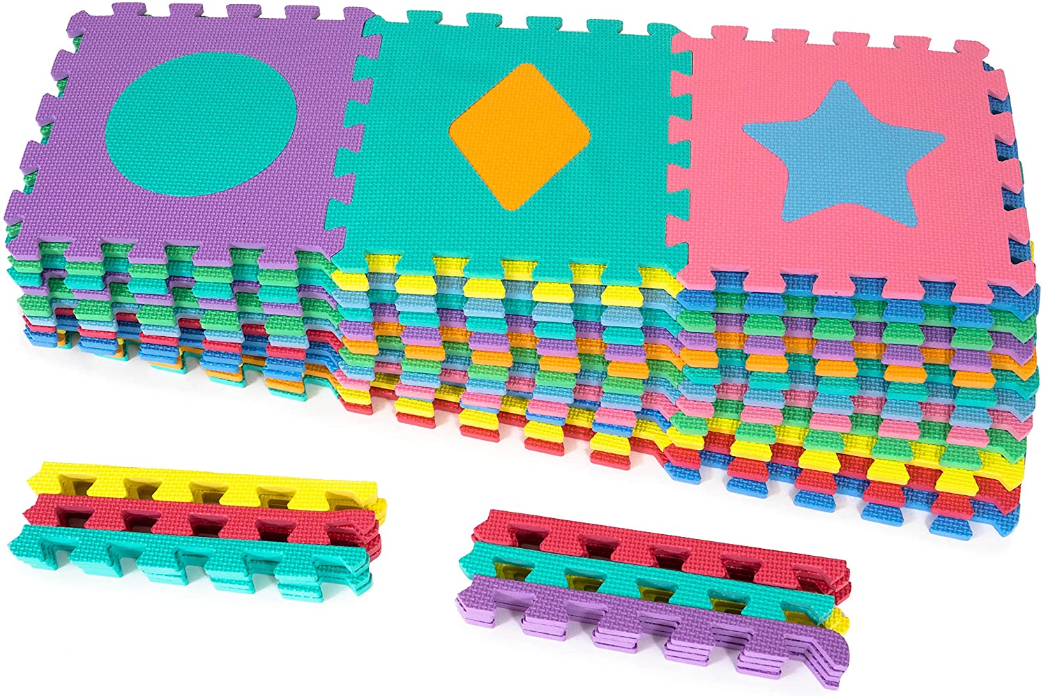 ProSource Kids Foam Puzzle Floor Play Mat with Shapes & Colors or