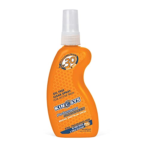 KINeSYS Performance Sunscreen SPF 30, Kids, Fragrance Free Clear Spray, Sunscreen For Sensitive Skin