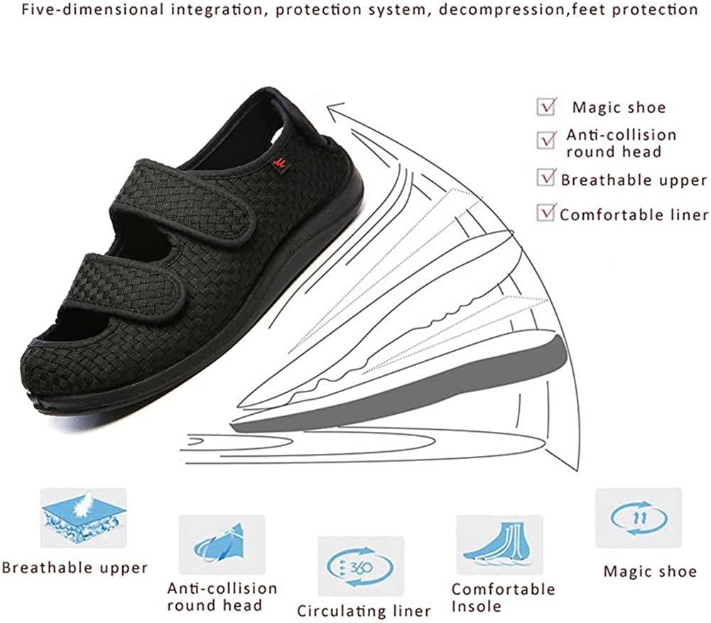 fohapfam Mens Diabetic Slippers Extra Wide Edema Swollen Sandals, Adjustable Hallux Valgus Recovery