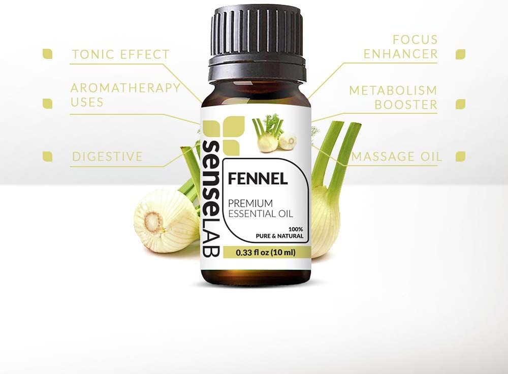 SenseLAB Fennel Essential Oil - 100 % Pure Extract Fennel Oil Therapeutic Grade - Focus and Producti