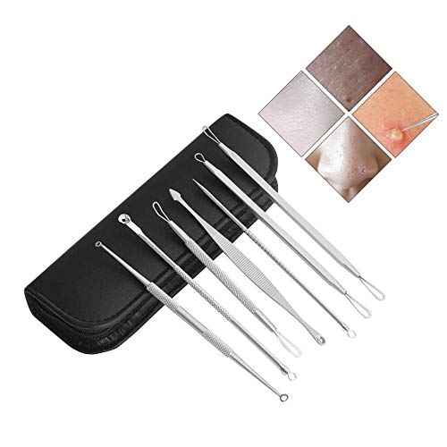 dobrygalpe 7 pcs Stainless Steel Blackhead Remover Pimple Extractor Acne Remover Comedones Removal K