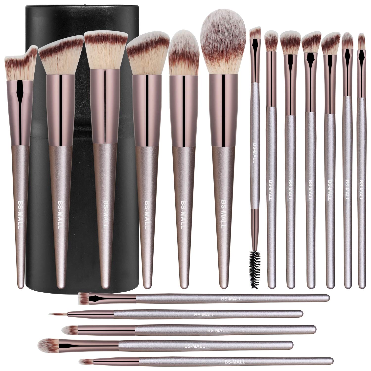 BS-MALL Makeup Brush Set 18 Pcs Premium Synthetic Foundation Powder Concealers Eye shadows Blush Mak