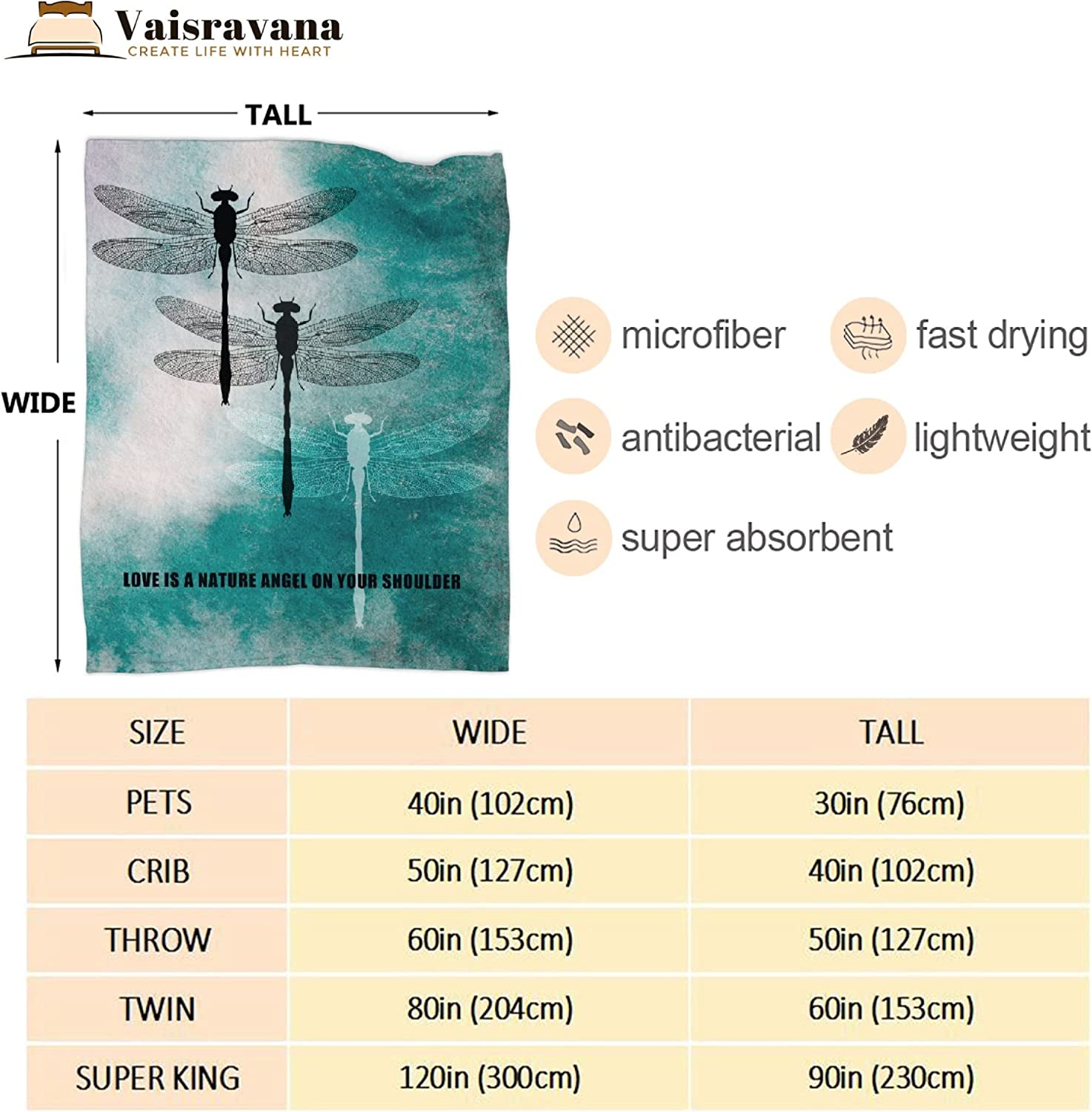 Ink Dtyle Dragonfly Fleece Throw Blanket No-Shedding Soft, Warm & Lightweight Perfect for Bed Sofa C