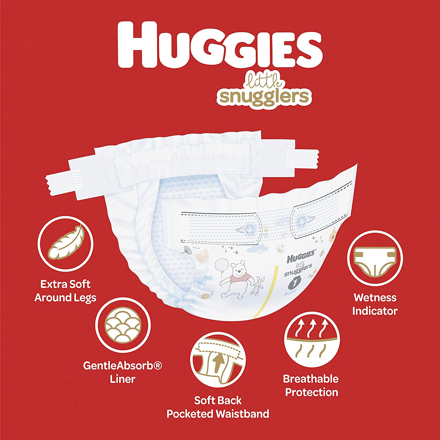 Baby Diapers Size 1, 198 Ct & Diapers Size 2, 180 Ct, Huggies Little Snugglers