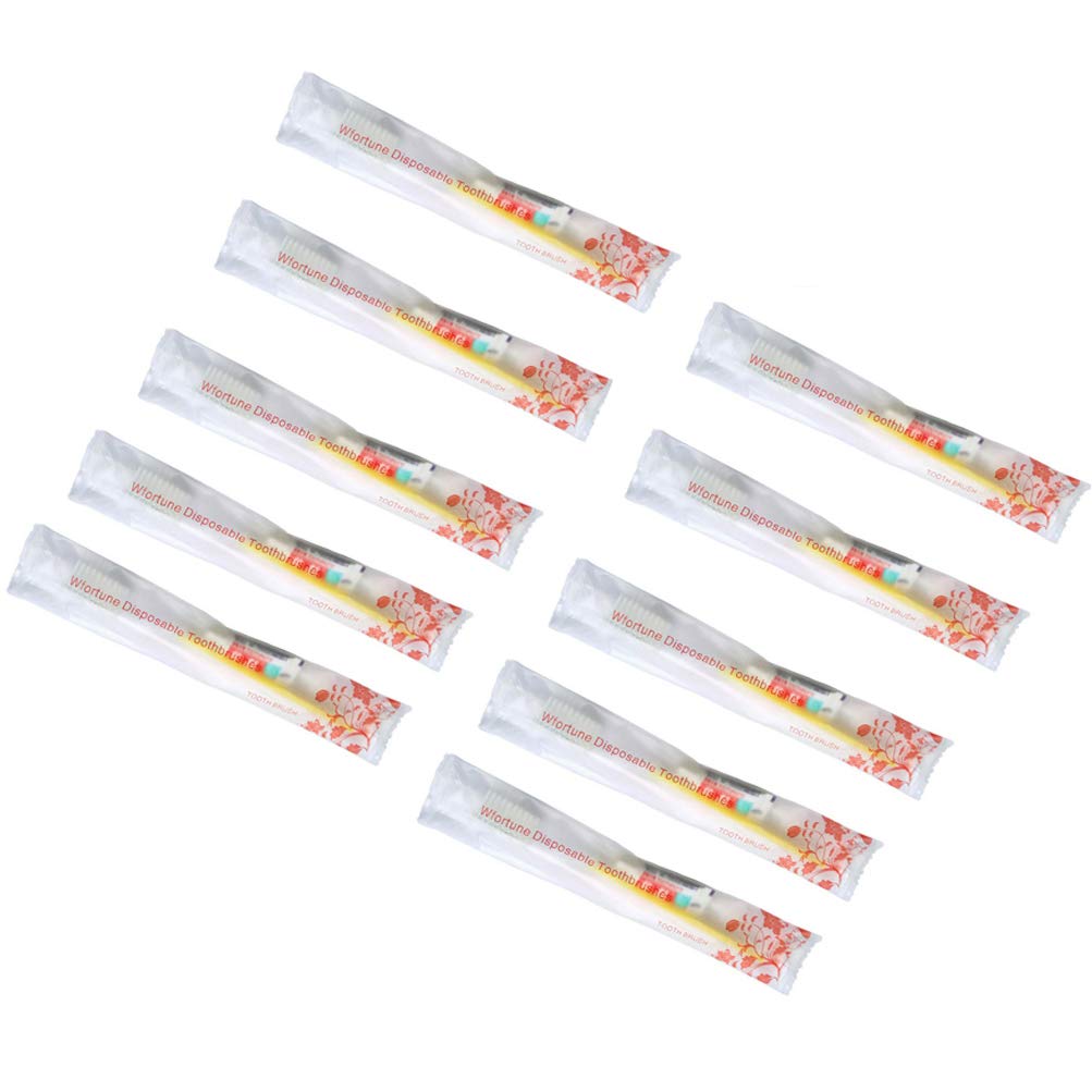 Disposable Toothbrushes with Toothpaste 50 Pack ( 5 Colors Mixed )