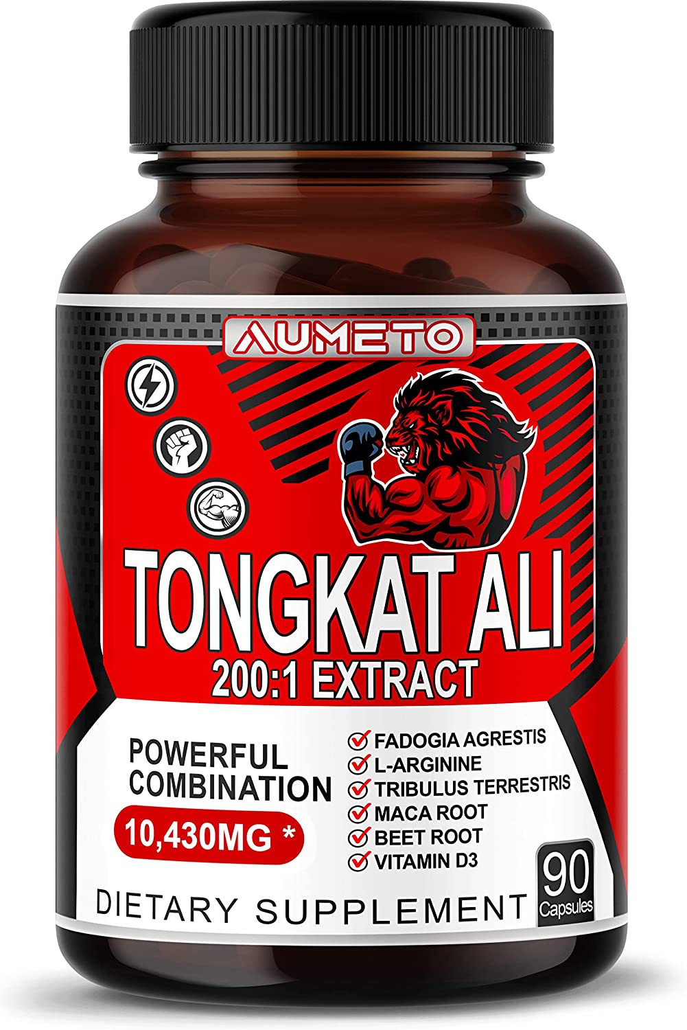 Tongkat Ali 10430mg 200:1 Extract w Fadogia Agrestis L-Arginine Tribulus Terrestris Maca Root Beet R