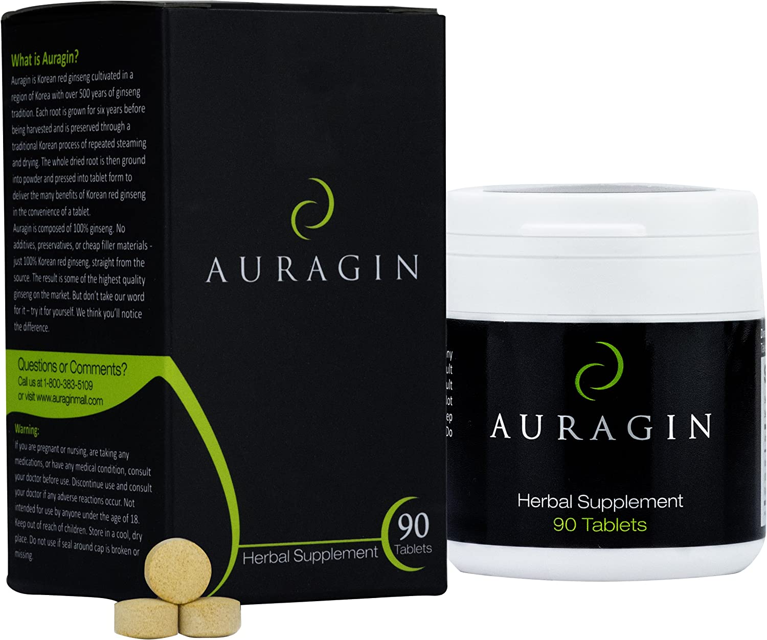 Auragin® Authentic Korean Red Ginseng – Made in Korea – 6 Year Roots – No Additives or Other