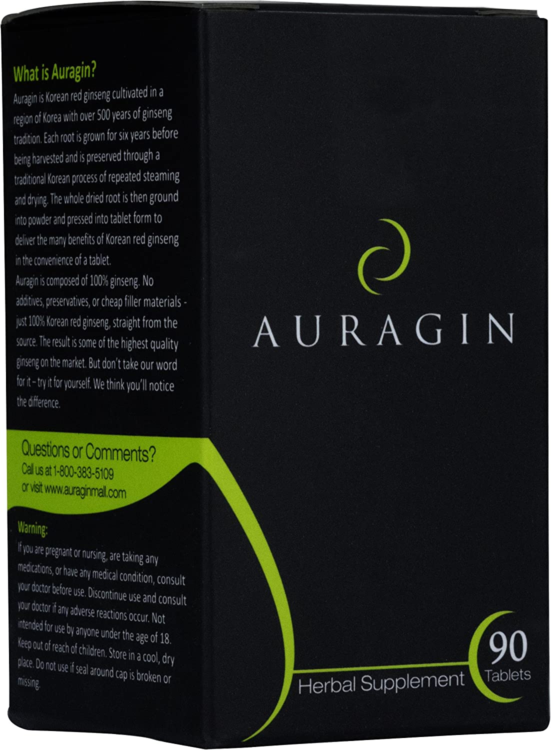 Auragin® Authentic Korean Red Ginseng – Made in Korea – 6 Year Roots – No Additives or Other