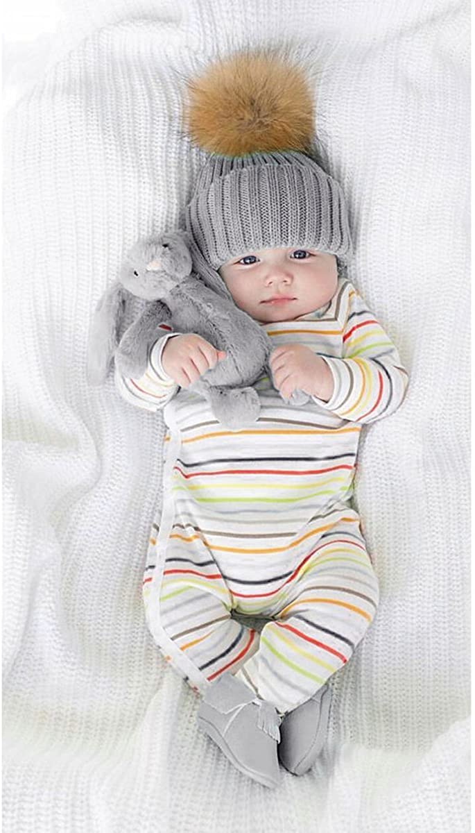 oenbopo Baby Winter Warm Knit Hat Infant Toddler Kid Crochet Fur Hairball Beanie Cap