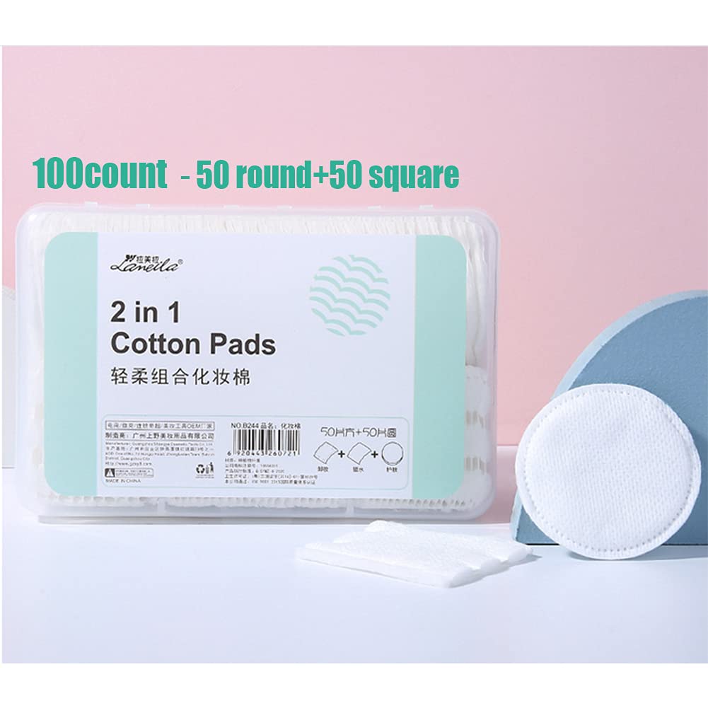 Yousha Square Cotton Pads,Organic Cotton Rounds, Makeup Remover Cotton Pads for Face,Lint Free Nail