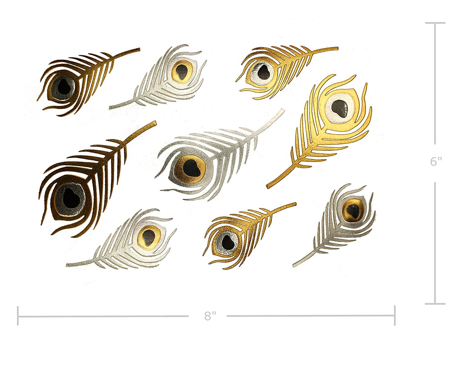 Terra Tattoos Gold Silver & Black Metallic Temporary Tats 75+ Egyptian Designs Feathers, Wings, Arro