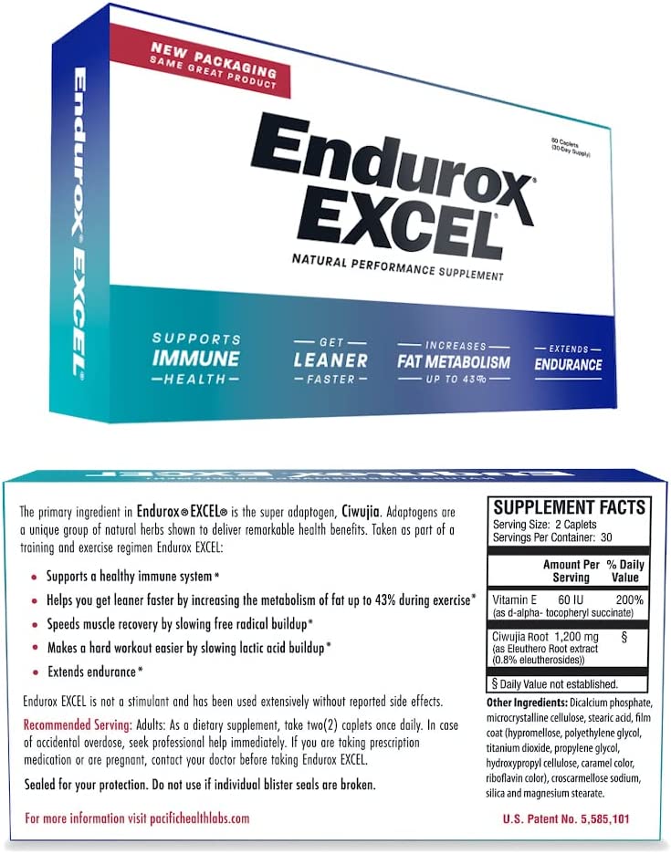 Endurox Excel Natural Exercise Supplement, Increases Metabolism & Builds Endurance - 60 Caps