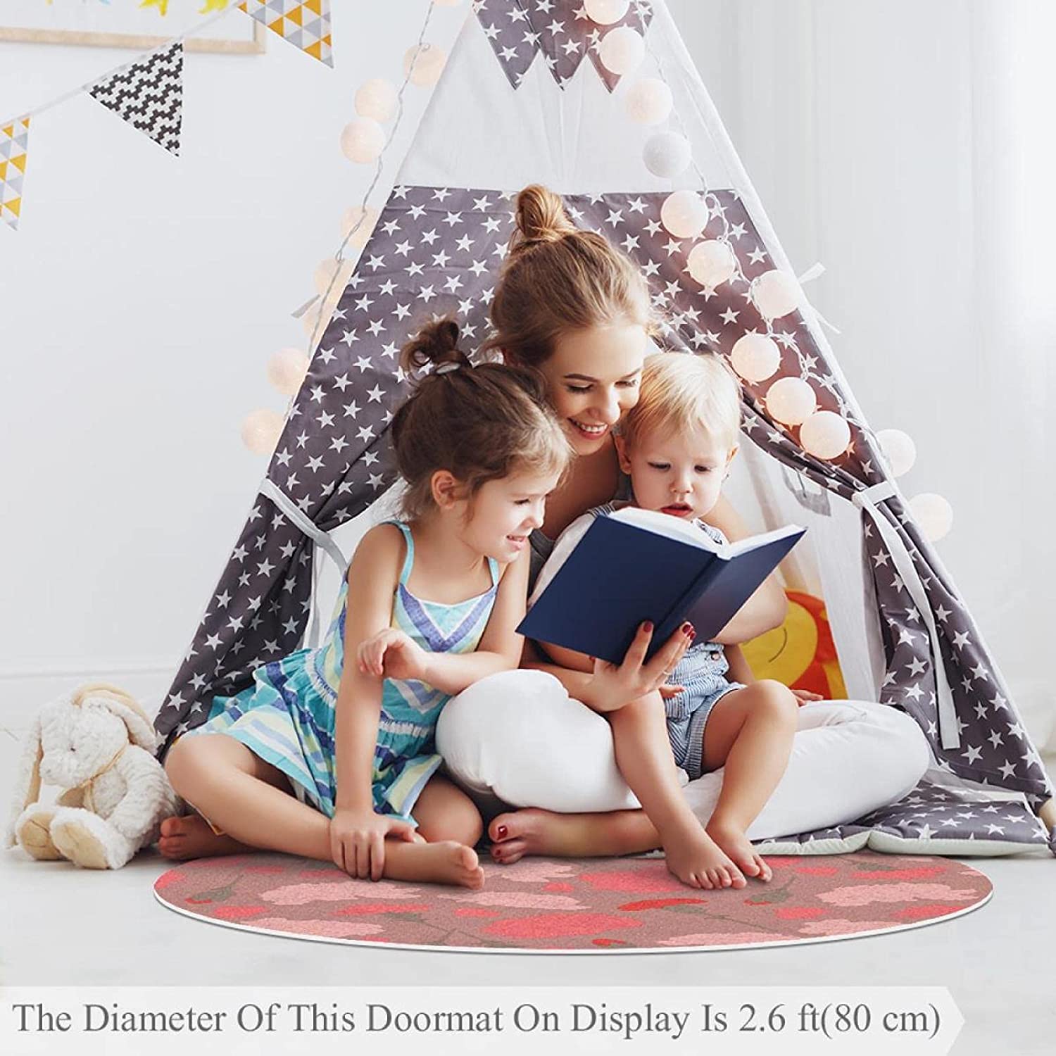 Round Floor Protector Mats for Baby Play Kids Pets Safety Non Slip Mats Yoga Mats 27.6 Inch Diameter