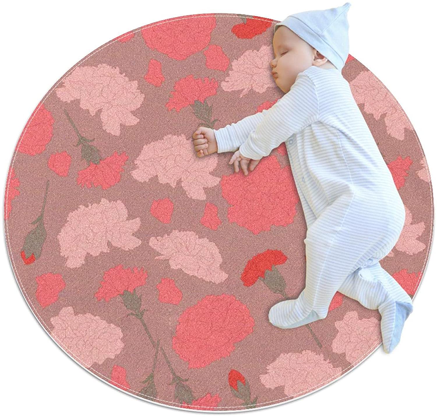 Round Floor Protector Mats for Baby Play Kids Pets Safety Non Slip Mats Yoga Mats 27.6 Inch Diameter