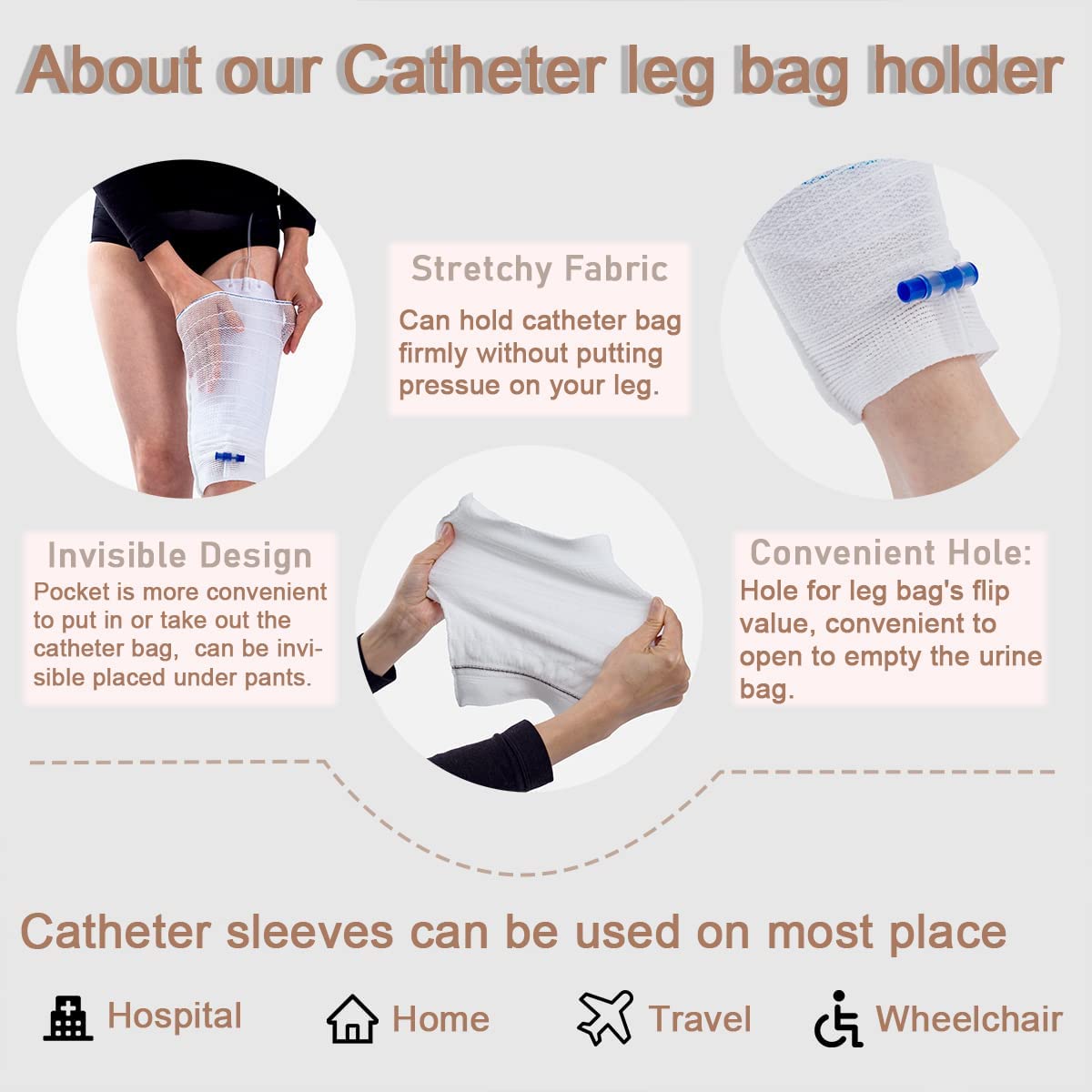OUDI LINE 1 PCS Catheter Leg Bag Holder, Fabric Catheter Sleeves Urine Leg Bag Holder, Urinary Drain