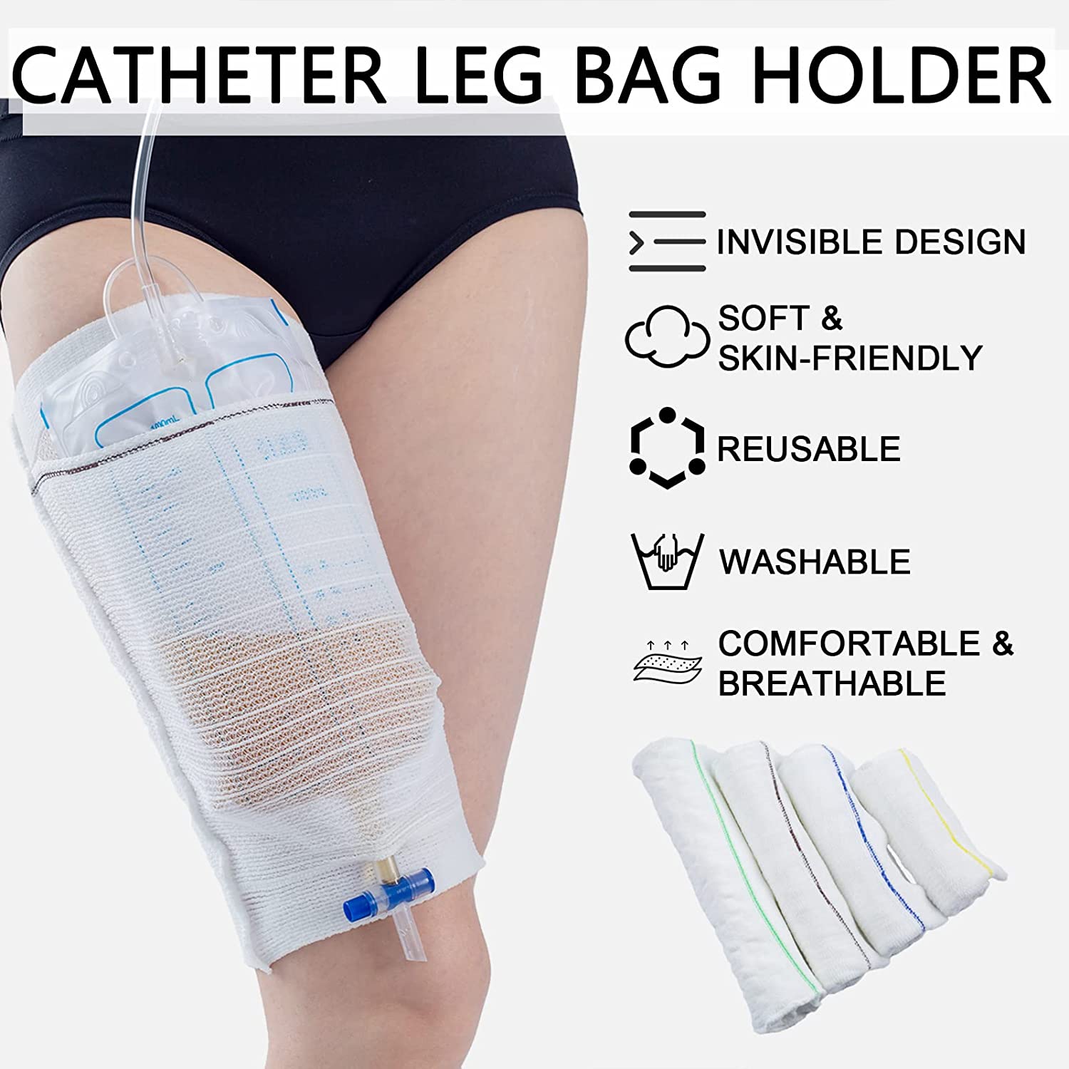 OUDI LINE 1 PCS Catheter Leg Bag Holder, Fabric Catheter Sleeves Urine Leg Bag Holder, Urinary Drain