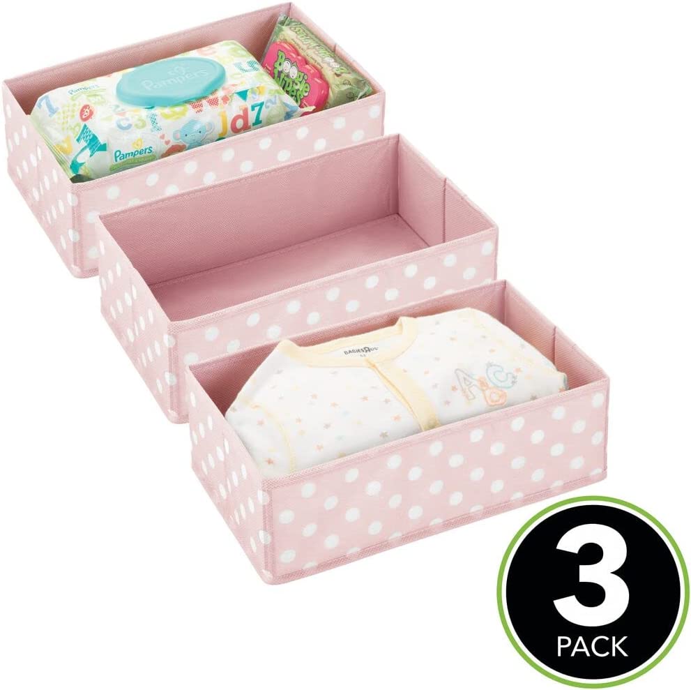 mDesign Soft Fabric Polka Dot Dresser Drawer and Closet Storage Organizer for Child/Kids Room, Nurse
