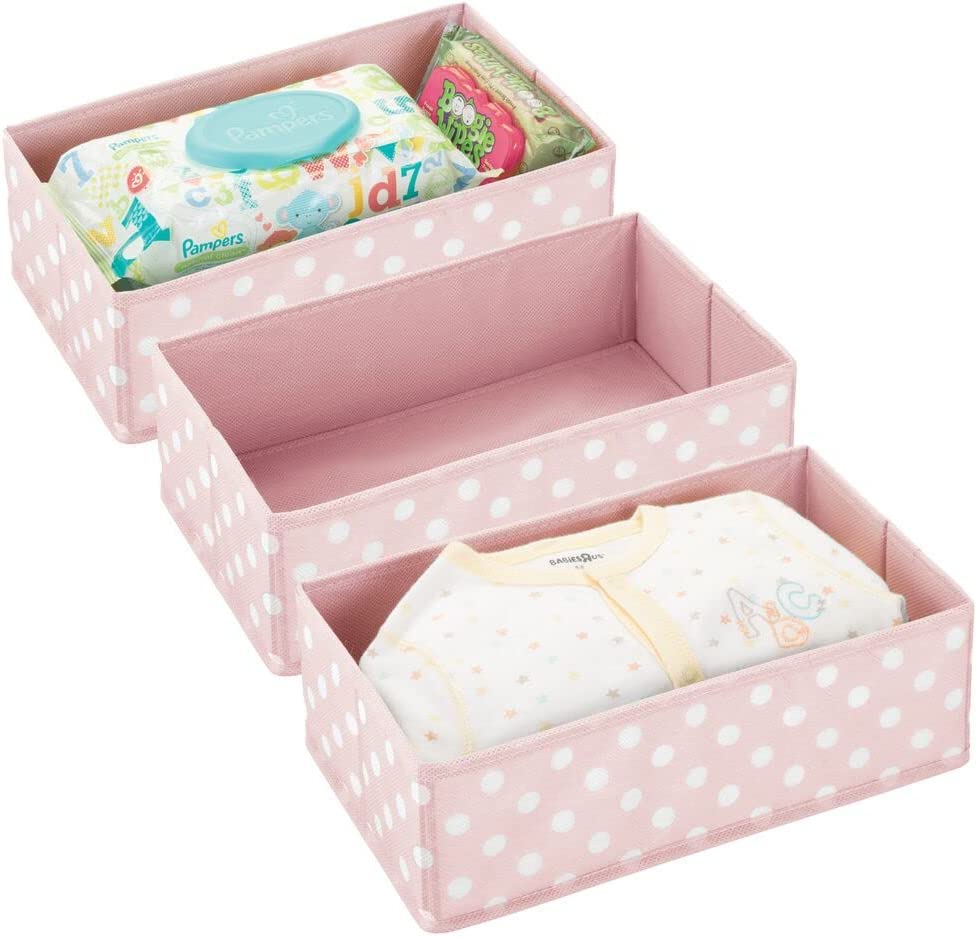 mDesign Soft Fabric Polka Dot Dresser Drawer and Closet Storage Organizer for Child/Kids Room, Nurse