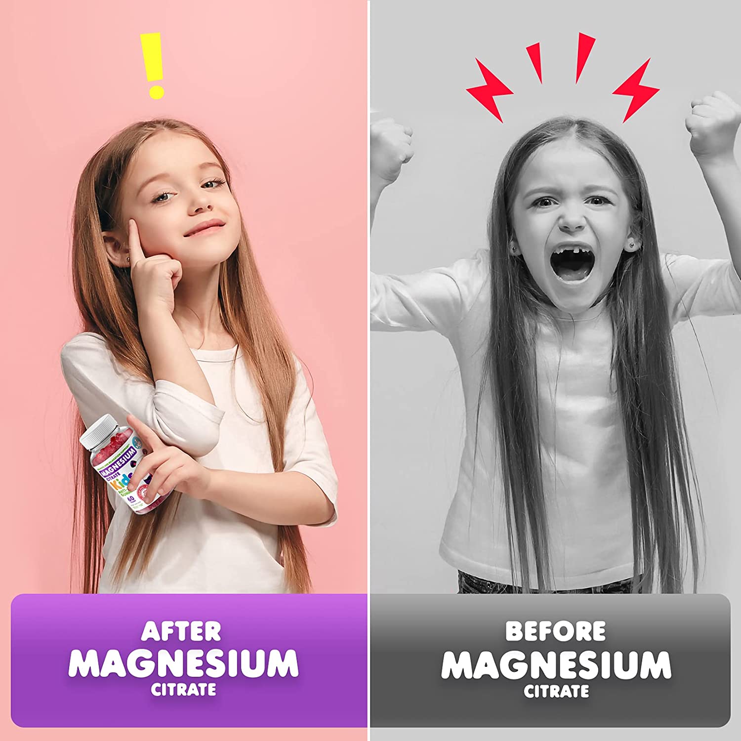 Kids Magnesium Gummies Sugar-Free and Multivitamin Gummies 14 Essential Vitamins