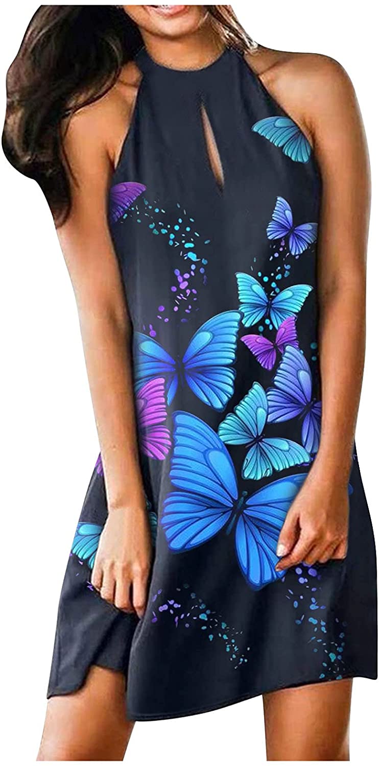 WYTong Women Summer Casual Round Neck T Shirt Dresses Beach Cover up Plain Tank Dress Sling Dress