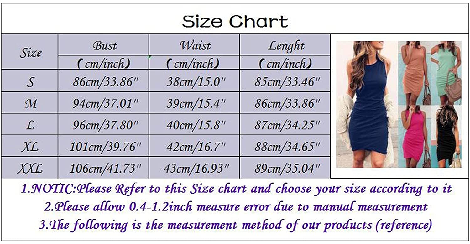 WYTong Women Casual Crew Neck Ruched Sleeveless Tank Bodycon 2021 Shirt Short Mini Dresses Summer Dr