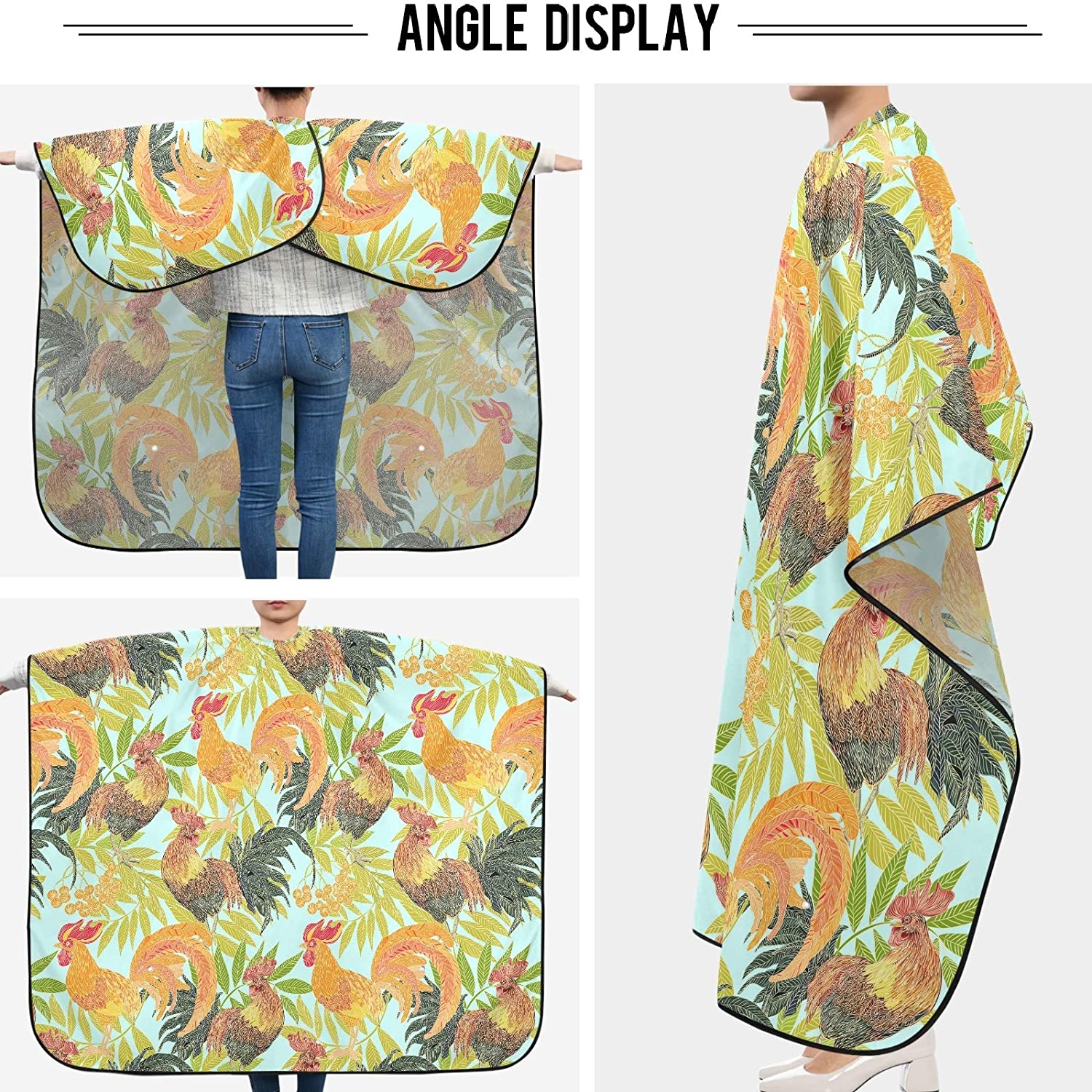 visesunny Barber Cape Rooster Abstract Style Polyester Hair Cutting Salon Cape Apron Anti-Static Hai