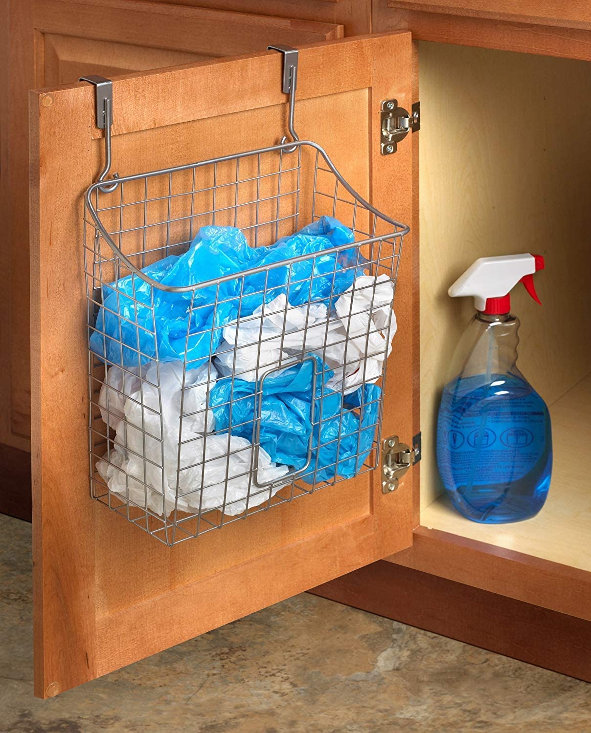 Spectrum Diversified Grid Trash Bin Plastic Holder for Kitchen Storage & Organization, Under Sink Or