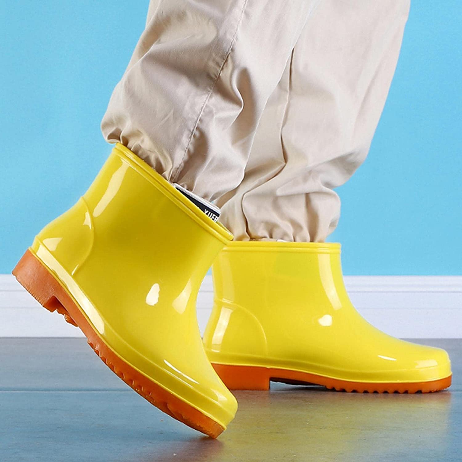 Aunimeifly Short rain Boots for Women and Waterproof Garden Shoes Stylish Light Ankle Rain Shoes and