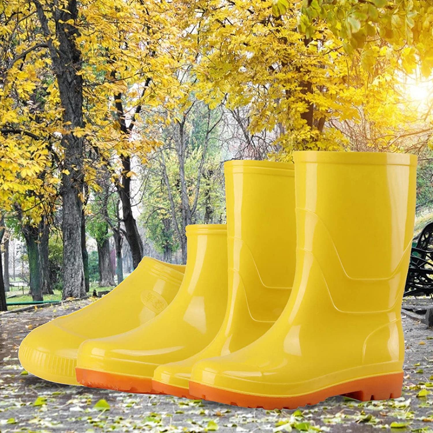 Aunimeifly Short rain Boots for Women and Waterproof Garden Shoes Stylish Light Ankle Rain Shoes and