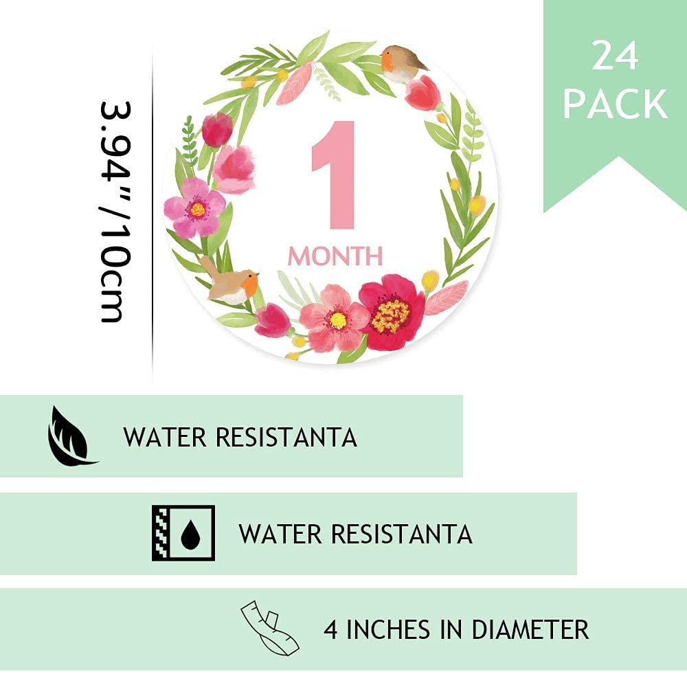 TANOFAR Baby Monthly Sticker Floral Baby Milestone Stickers Baby Belly Stickers Milestone Monthly Ag