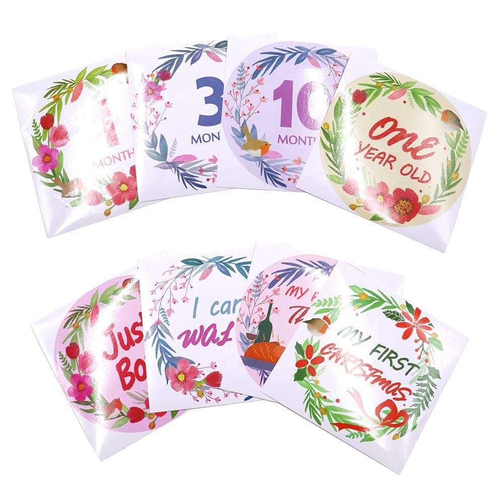 TANOFAR Baby Monthly Sticker Floral Baby Milestone Stickers Baby Belly Stickers Milestone Monthly Ag