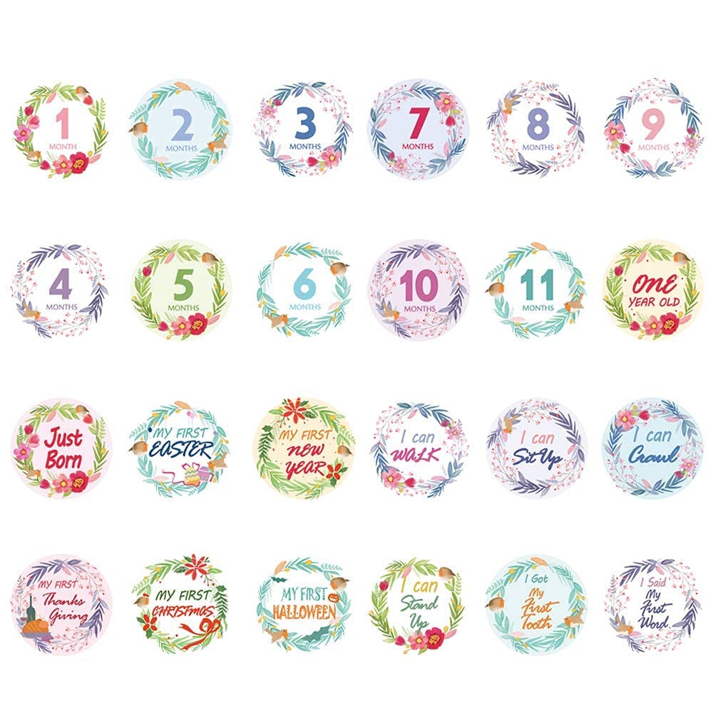 TANOFAR Baby Monthly Sticker Floral Baby Milestone Stickers Baby Belly Stickers Milestone Monthly Ag
