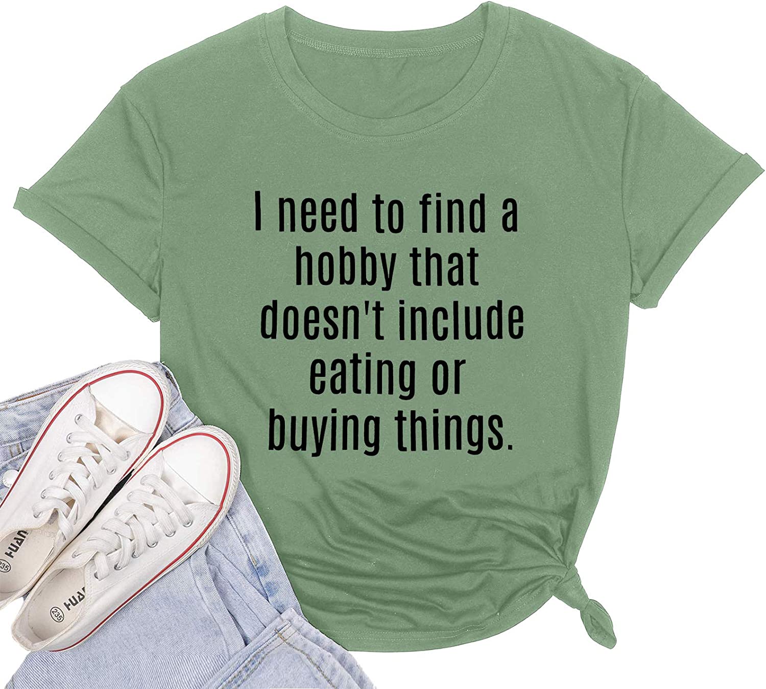 Dosoop I Need to Find A Hobby T-Shirt Womens Crewneck Short Sleeve Tops Funny Letter Tees Shirts Blo