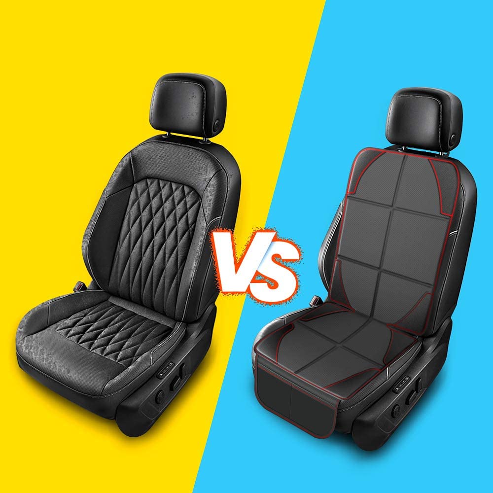 YOOFAN 2 Pack Car Seat Protectors with Thickest Padding, Waterproof 600D Oxford Fabric, 2 Large Pock