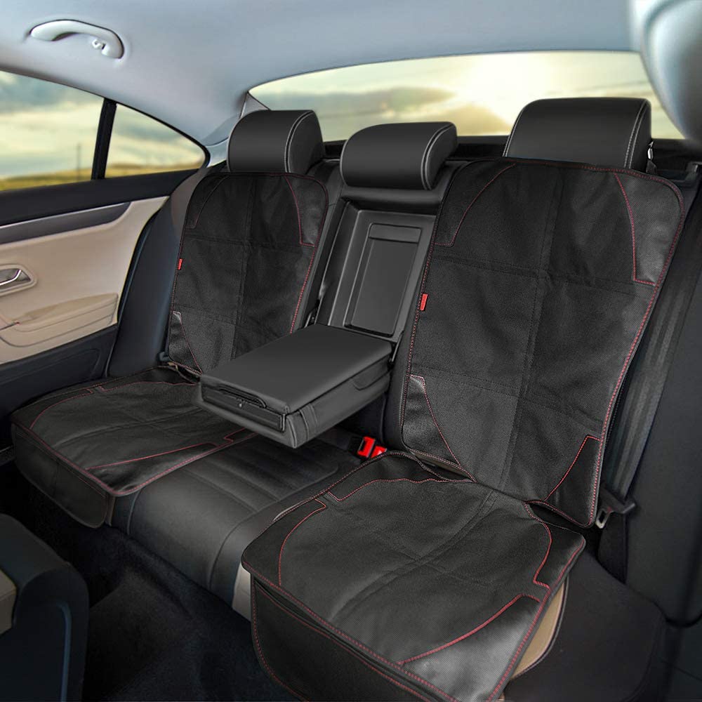 YOOFAN 2 Pack Car Seat Protectors with Thickest Padding, Waterproof 600D Oxford Fabric, 2 Large Pock