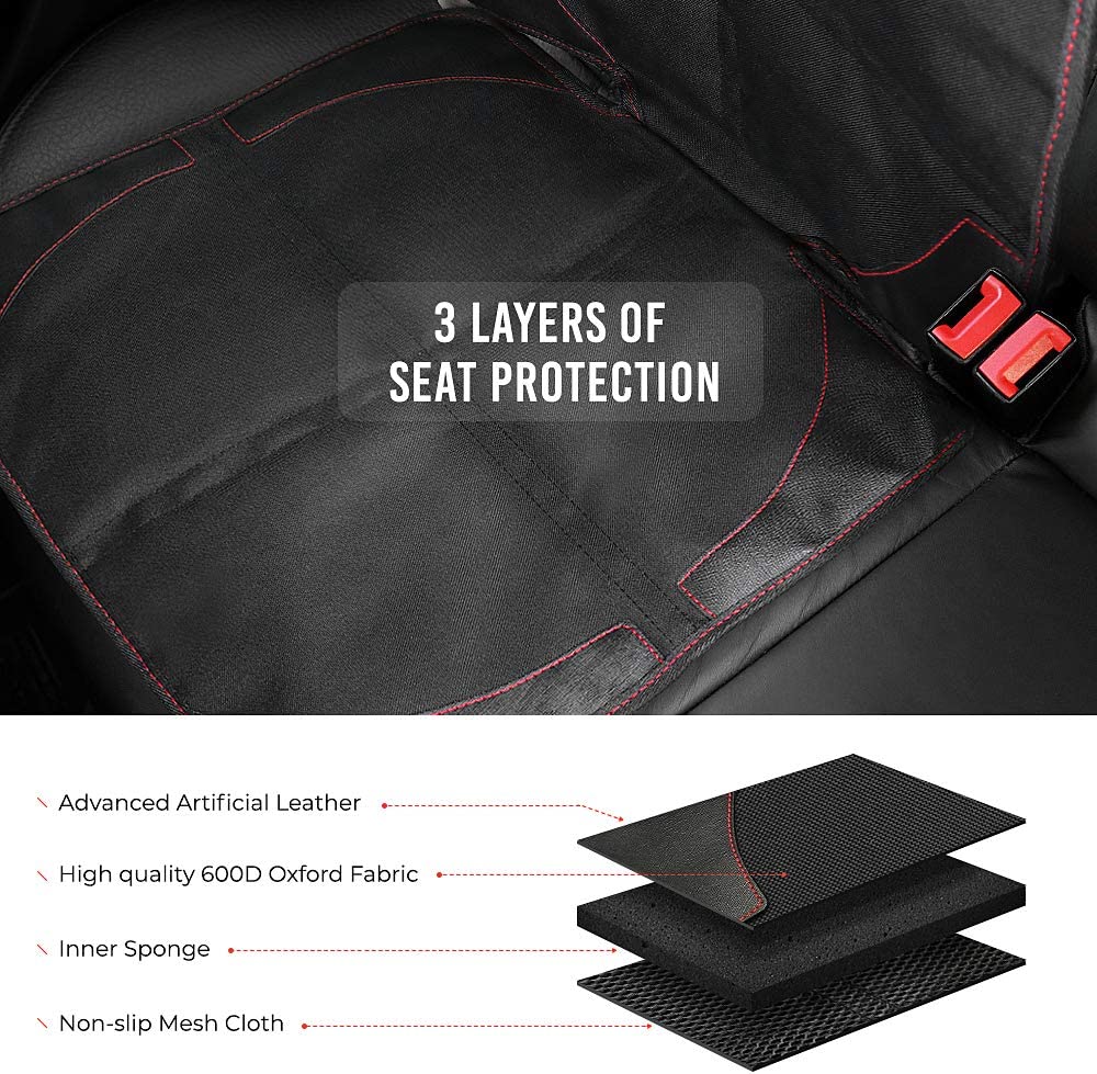 YOOFAN 2 Pack Car Seat Protectors with Thickest Padding, Waterproof 600D Oxford Fabric, 2 Large Pock