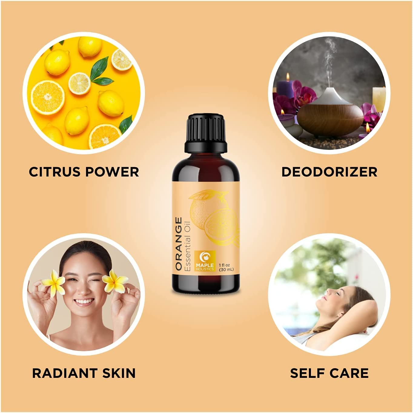 Pure Sweet Orange Essential Oil - Cold Pressed Orange Oil Essential for Diffuser Humidifier and Skin