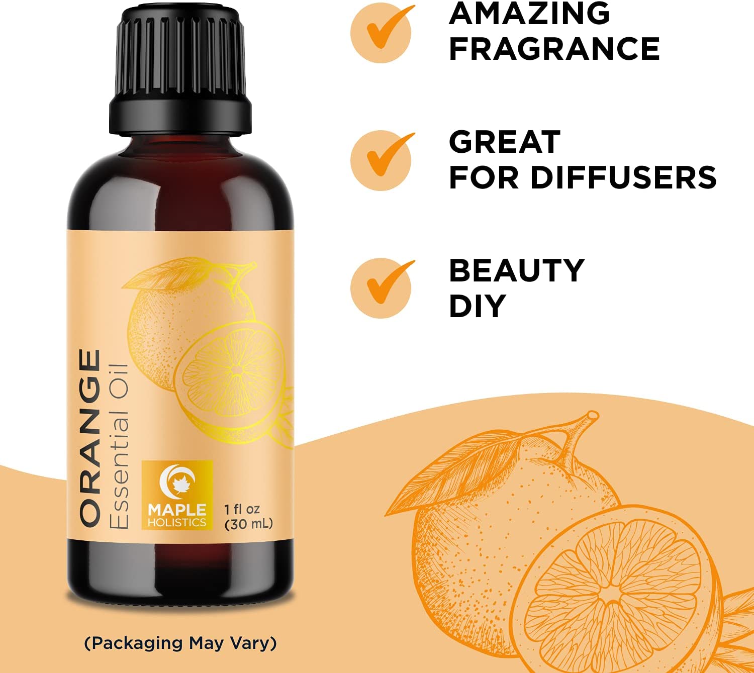 Pure Sweet Orange Essential Oil - Cold Pressed Orange Oil Essential for Diffuser Humidifier and Skin
