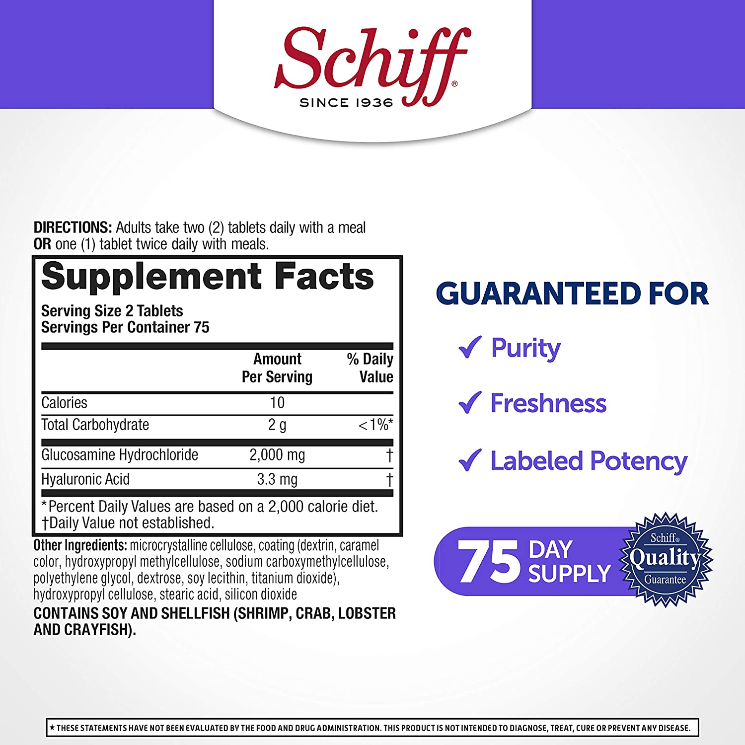 Schiff Glucosamine With Hyaluronic Acid, 2000mg Glucosamine, Joint Care Supplement Helps Lubricate &