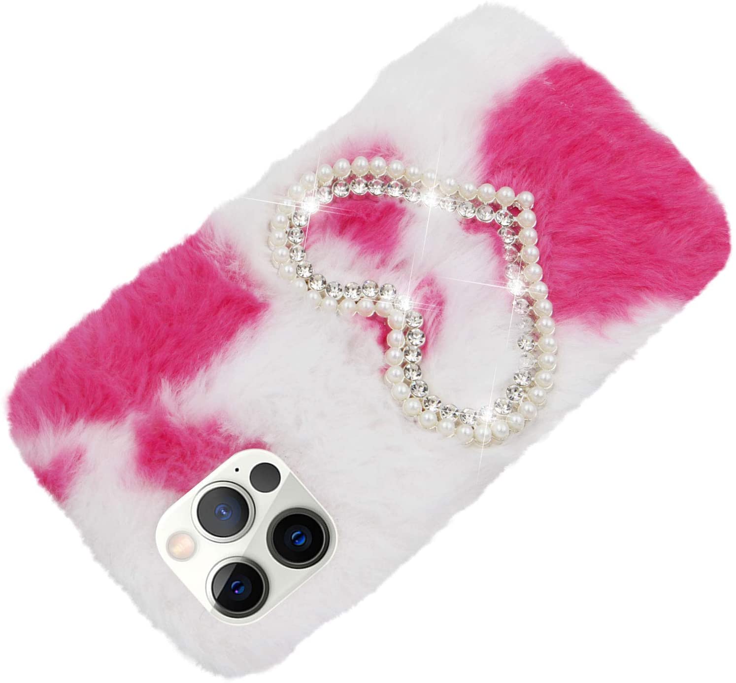 Herzzer Chic Winter Warm Plush Furry Cover for iPhone SE/iPhone 5/5s,Cute Color Block Rabbit Fluffy 