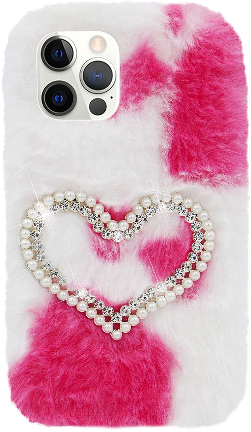 Herzzer Chic Winter Warm Plush Furry Cover for iPhone SE/iPhone 5/5s,Cute Color Block Rabbit Fluffy 