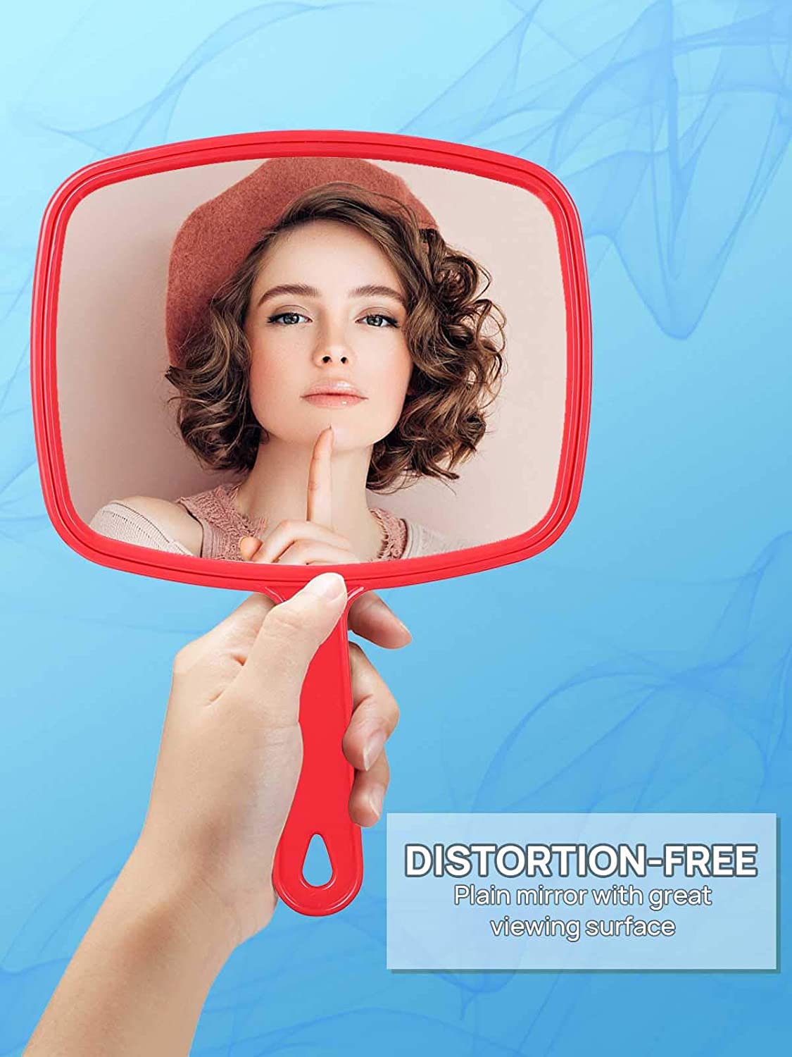 OMIRO Hand Mirror, Handheld Mirror with Handle, American Old Glory Red