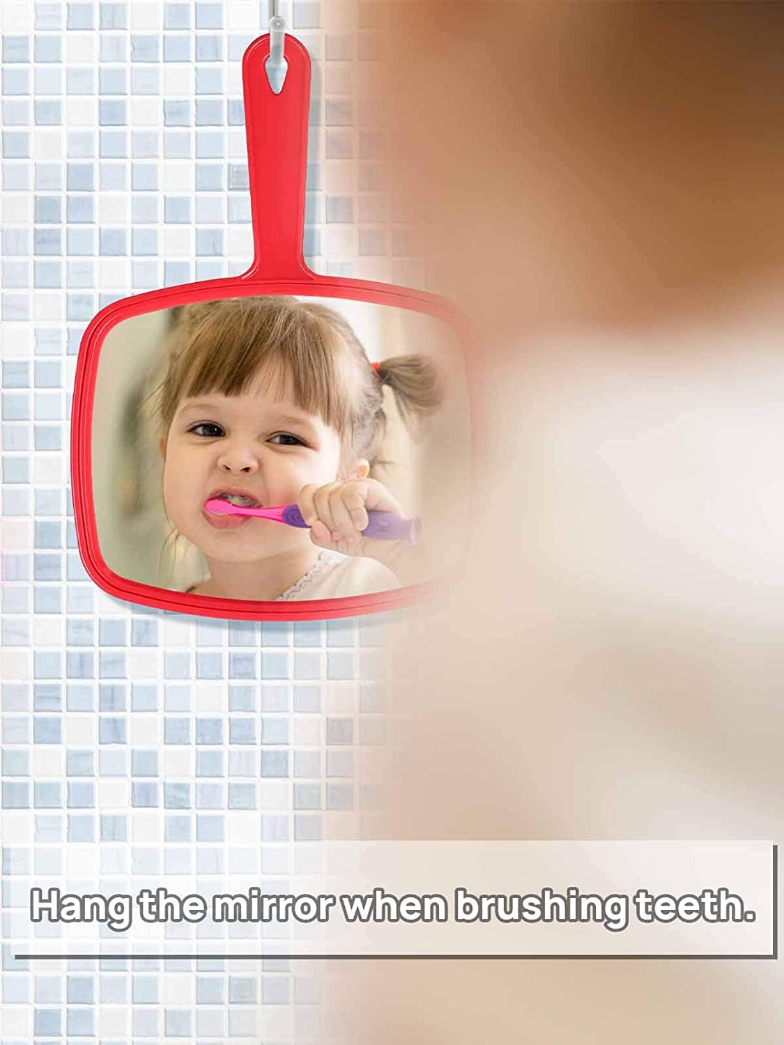 OMIRO Hand Mirror, Handheld Mirror with Handle, American Old Glory Red