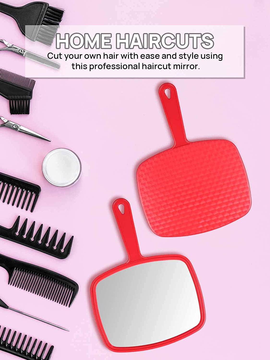 OMIRO Hand Mirror, Handheld Mirror with Handle, American Old Glory Red