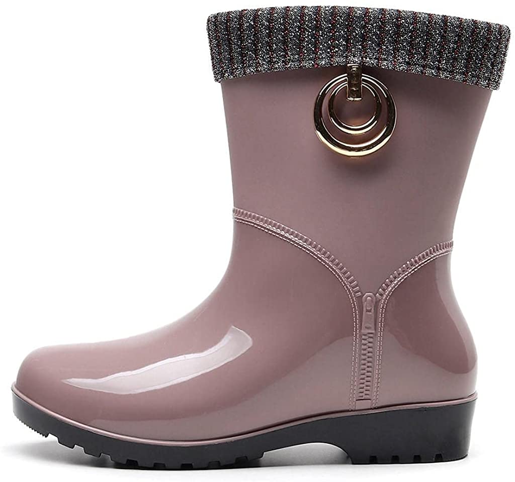 Aunimeifly Short rain Boots for Women and Waterproof Garden Shoes Stylish Light Ankle Rain Shoes and